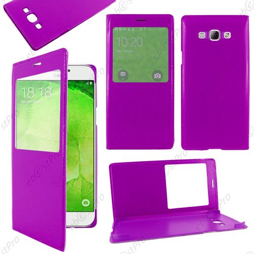 Ebeststar ® Housse Coque Etui Smart View Type S-View Portefeuille Pour Samsung Galaxy A8 Sm-A800f, Couleur Violet + Film Protection D'écran