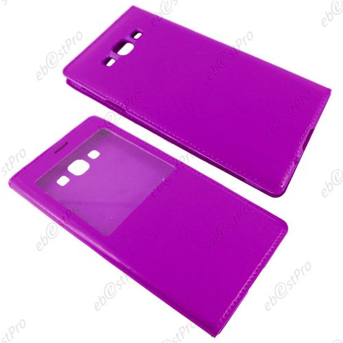 Ebeststar ® Housse Pochette Protection Coque Etui Type S-View Pour Samsung Galaxy A8 Sm-A800f, Couleur Violet + Film Protection D'écran