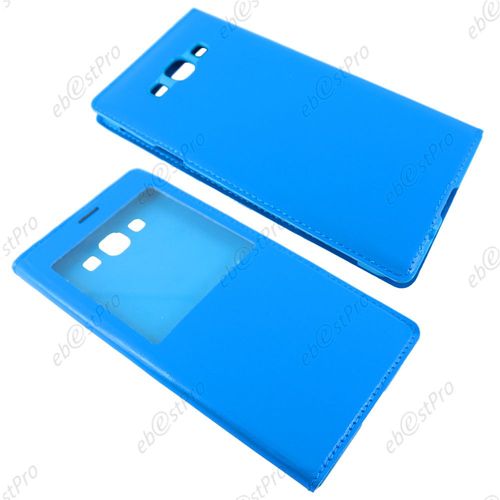 Ebeststar ® Housse Pochette Protection Coque Etui Type S-View Pour Samsung Galaxy A8 Sm-A800f, Couleur Bleu + Film Protection D'écran