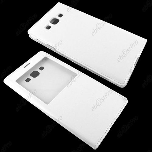 Ebeststar ® Housse Pochette Protection Coque Etui Type S-View Pour Samsung Galaxy A8 Sm-A800f, Couleur Blanc + Film Protection D'écran