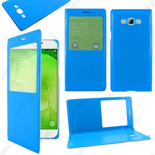 Ebeststar ® Housse Coque Etui Smart View Type S-View Portefeuille Pour Samsung Galaxy A8 Sm-A800f, Couleur Bleu + Film Protection D'écran
