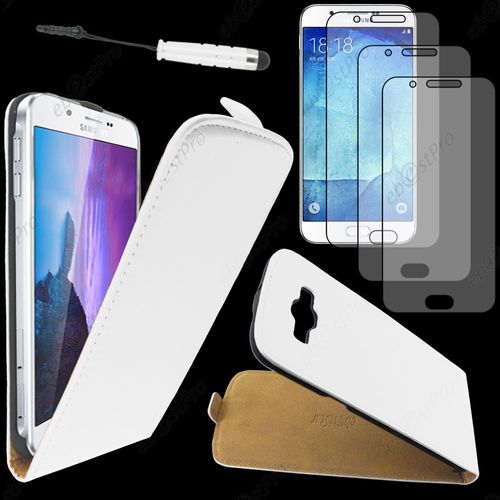 Ebeststar ® Housse Coque Etui En Pu Cuir À Rabat Ultra Fine (Slim Case) Pour Samsung Galaxy A8 Sm-A800f, Couleur Blanc + Mini Stylet 3 Film