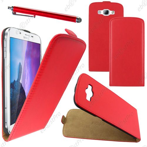 Ebeststar ® Housse Coque Etui En Pu Cuir À Rabat Ultra Fine (Slim Case) Pour Samsung Galaxy A8 Sm-A800f, Couleur Rouge + Stylet + Film Protection D'écran