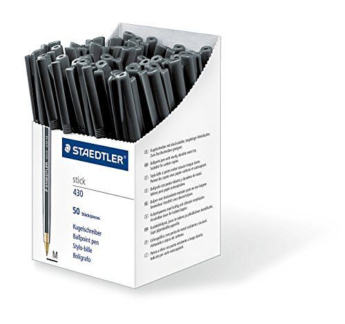 Staedtler 430 M-9cp5 Stick 430 Stylo Bille Pointe Moyenne Noir Boîte De 50
