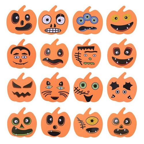 Autocollant en forme de citrouille en mousse, Kit artisanal, cadeaux d'halloween, décorations de fête pour enfants, bricolage, 16 pièces