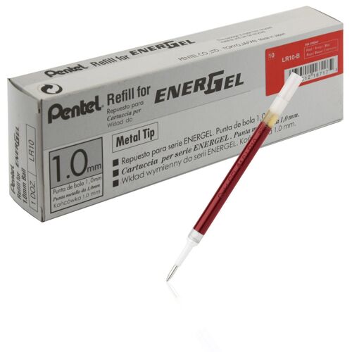Pentel Energel Lot De 12 Recharges Encre Gel 1 Mm Rouge