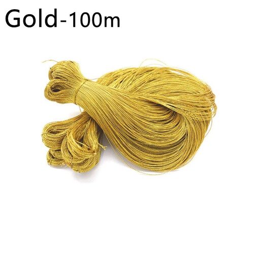 Ruban De Corde D'Or De 100 Mètres, Cordon D'Emballage De Cadeau De Mariage De Noël, Corde De Décoration, Fournitures De Fête À Faire Soi-Même