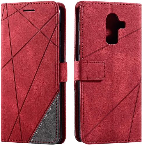 Coque Galaxy J8 2018,Etui En Cuir Pu Portefeuille Housse Fermeture Magnetique Und Flip Pour Samsung Galaxy J8 2018,Avec Fermeture Magnetique,Rouge