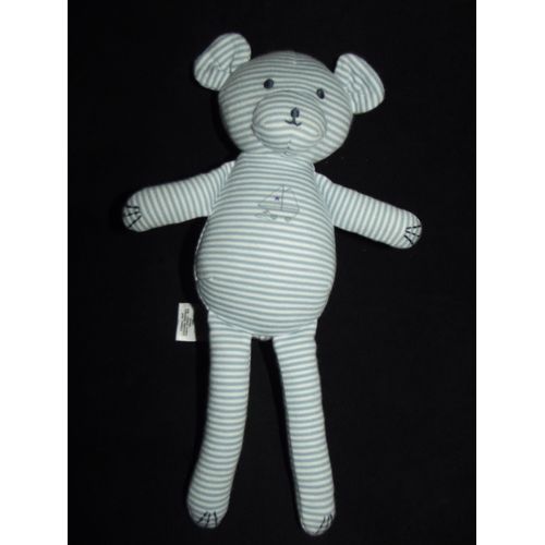 Doudou souris ours petit bateau blanc bleu rayé bateau marin Comfort Blanket Comforter Soft Toy Peluche 26 cm