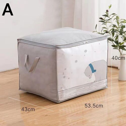Organisateur De Vêtements Non Tissés, Conteneur De Couette D'Impression De Dessin Animé Avec Poignée Pliable, Sac De Rangement Pour Gagner De L'Espace, Boîte De Rangement À Domicile 1 Pièce