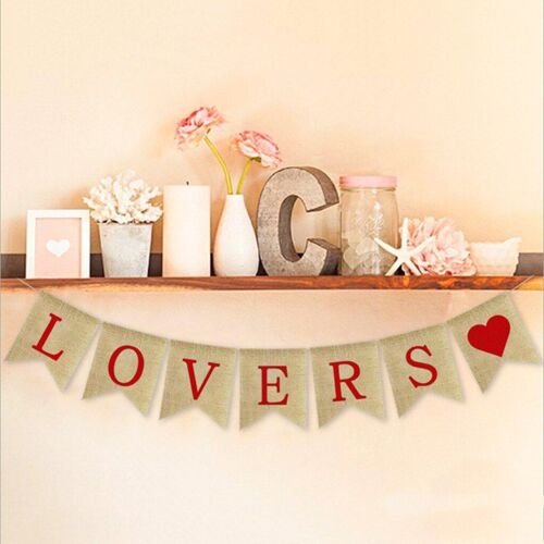 Bannière de fanions en toile de jute pour amoureux, décor de fête de mariage pour la saint valentin