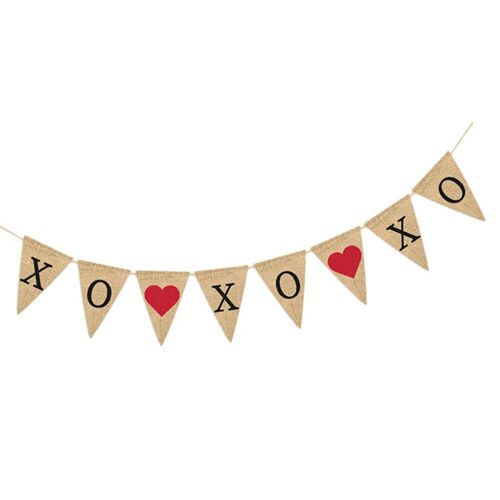 bannière de fanion en toile de jute, décoration pour fête de mariage, saint valentin