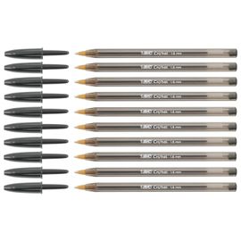 Bic Lot De 10 Stylos À Bille Cristal Large 1,6 Mm Noir