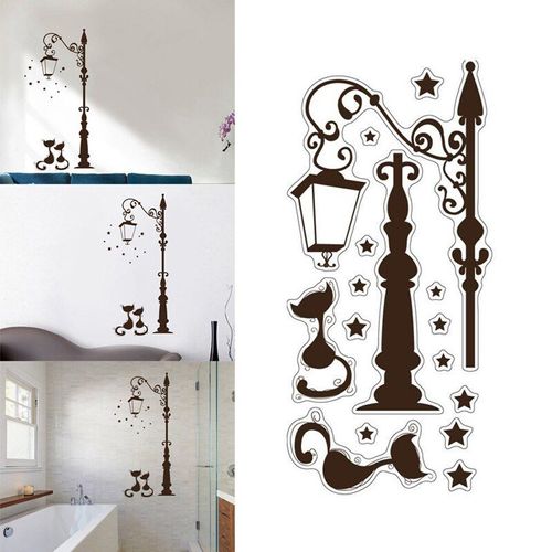 Autocollant Mural En Pvc Sous Les Lumières Du Chat Noir, Stickers Muraux Pour Chambres D'enfants, Sparadrap De Dessin Animé, Décoration Murale De Maison, Diy Bricolage