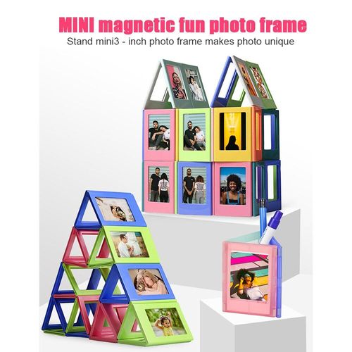 Cadres Photo magnétiques en plastique, 10 pièces, blocs de construction, cadre artistique pour enfant, maison, réfrigérateur, chambre à coucher, fête, bricolage, décor mural de fond