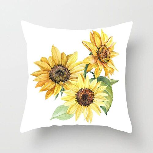 Housse De Coussin En Coton Avec Fleurs De Tournesol Peintes À La Main, Taie D'oreiller Décorative Pour La Maison, Le Canapé Ou La Voiture, 45cm X 45cm