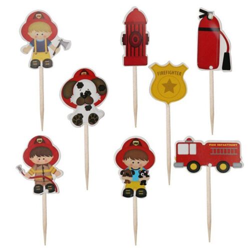 Coupes De Pompier Décoration De Gâteau 24 Pièces | Décoration De Camion De Feu, Pompiers Pics De Gâteaux Pour Réception Cadeau De Bébé, Fournitures De Fête D'anniversaire Pour Enfants