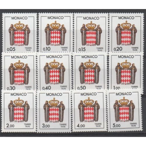 Monaco 1980: Série De 12 Timbres Taxe Du N° 75 Au N° 86.