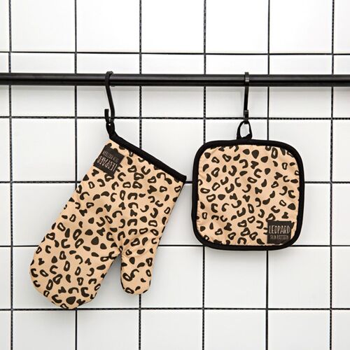 Gants de four épais, impression de lait au léopard zèbre, résistant à la chaleur, étanche avec couche intérieure en coton pour la cuisson au barbecue