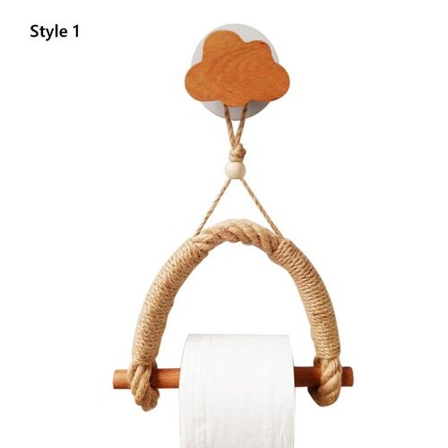 Porte rouleau de papier toilette en bois, 1 pièce, corde de chanvre sans poinçon, porte serviettes suspendu pour salle de bain et cuisine