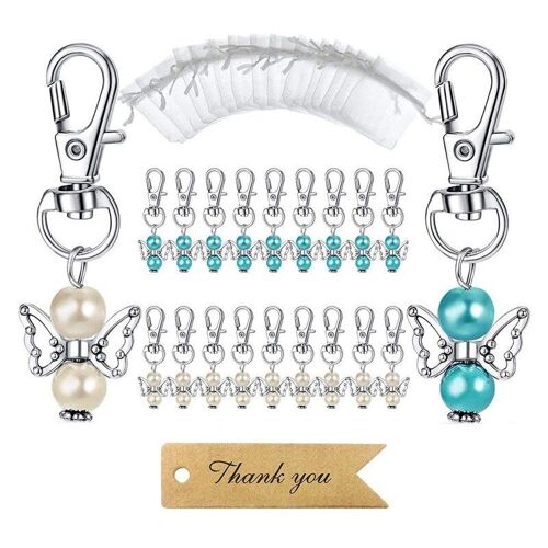 Porte clés Angel Favor Plus sacs en Organza Plus étiquettes de remerciement Kraft, cadeaux de retour pour invités pour réception de bébé, réception de mariage