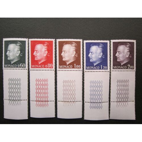 Monaco. Timbres N° 992 A 996 (1974). Serie Courante. Nouvelle Effigie Du Prince