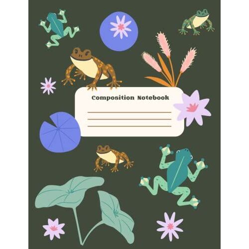 Notebook: Frog Pond Lily Pattern Composition Notebook - College Ruled 120 Pages - Large 8.5 X 11