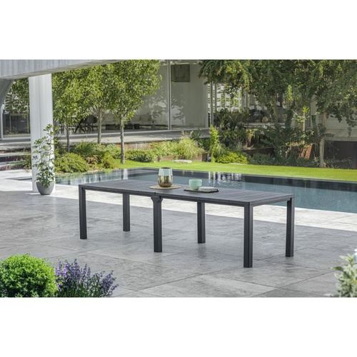 Table De Jardin Coloris Graphite - Finition Bois - Allibert By Keter Modulable - 8 - 10 Personnes - Julie