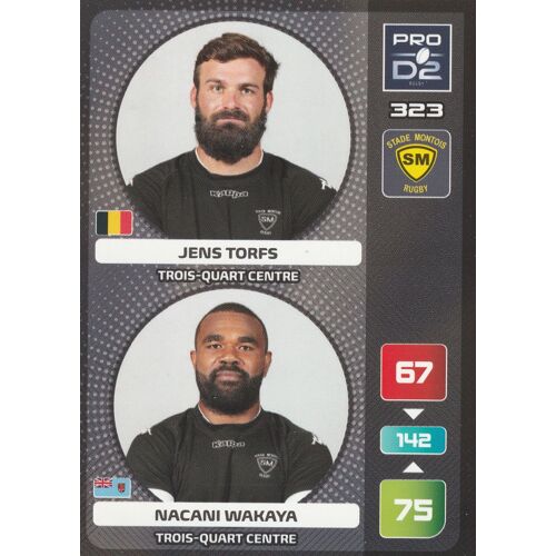 N° 323 - Carte Panini Adrenalyn Xl - Rugby 2020 / 2021 - Pro D2 - Torfs / Wakaya - Stade Montois