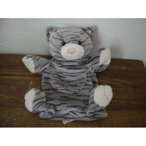 Doudou Marionnette Chat Tigré Gris Histoire D'ours