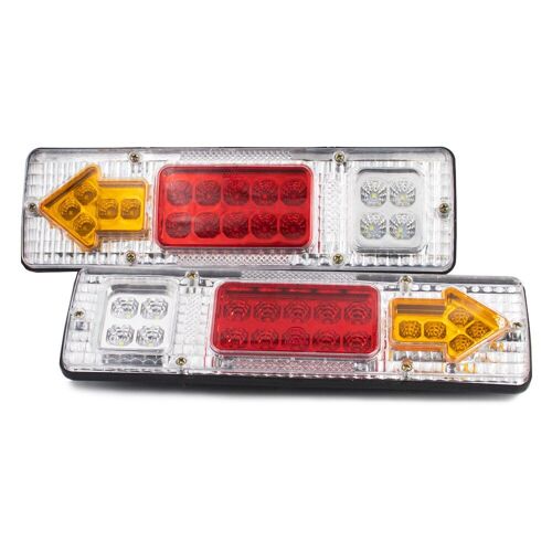 White Feu Arrière Voiture 12v 24v, 2 Pièces, 19 Led, Clignotant, Stop, Clignotant, Feu Arrière, Camion, Caravanes, Camping-Car Nipseyteko