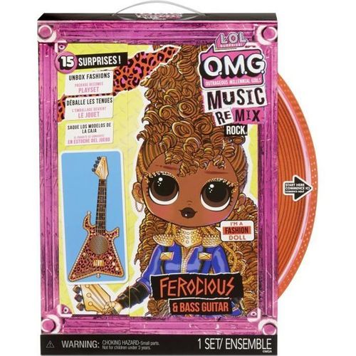 L.O.L. Surprise Omg Remix Rock- Ferocious And Bass Guitar - Poupée Mannequin 24cm