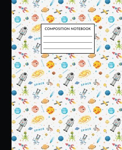 Gamer Composition Notebook: Space Pattern College Ruled 7.5 X 9.25 Inch 120 Pages