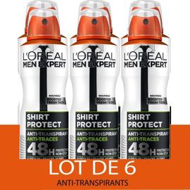 L'oreal Men Expert Lot De 6 Déodorant Spray Shirt Protect Anti-Traces - 200 Ml 