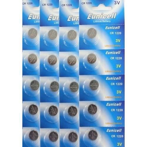 NEUF 20 x Piles au Lithium CR1220 Batterie Eunicell Marque Pas Cher Marque 1ère Classe