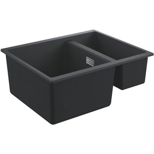 GROHE Évier en composite K500 31648AP0 - A encastrer - 1 bac + ¿ bac - Installation égouttoir réversible - 55,5x46 cm - Noir granite
