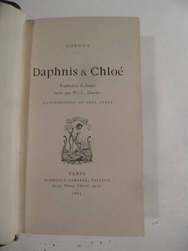 Daphnis Et Chloé - Longus - Édition Alphonse Lemerre 1895