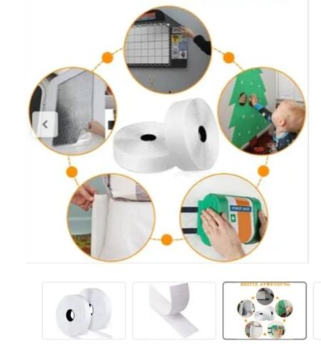 RUBAN ADHÉSIF VELCRO CROCHET BLANC 2 CM X8 0 CM BANDE LONGUE  NYLON POUR FIXER REPOSITIONNER ATTACHER CREATION DECORATIVE