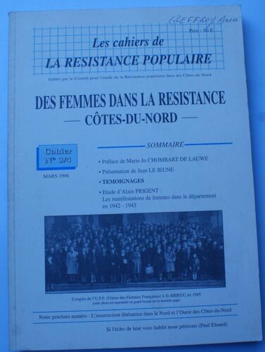 Les Cahiers De La Résistance Populaire N° 3/4 : Des Femmes Dansla Résistance Côtes-Du-Nord