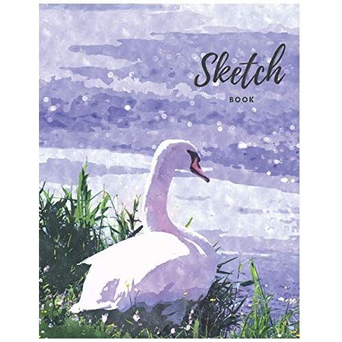Sketch Book: Drawing Book - Kids Notebook, Doodle Book, Painting Book, Blank Drawing Book, Kid Sketchbook, Sketch Pad For Art Drawings, 121 Pages, 8.5x11- Swan Watercolor Cover