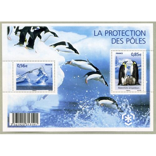 Protection Des Zones Polaires Et Des Glaciers : Albatros Et Manchots Empereurs Feuillet 4350 Anne 2009 N° 4350 4351 Yvert Et Tellier Luxe