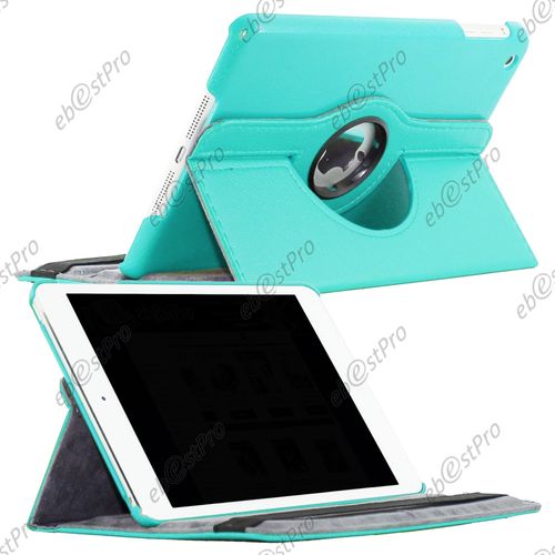 Ebeststar ®  Etui Pu Cuir Coque Housse Rotative 360° Pour Apple Ipad Mini 1 + 1 Verre Trempé, Couleur Bleu