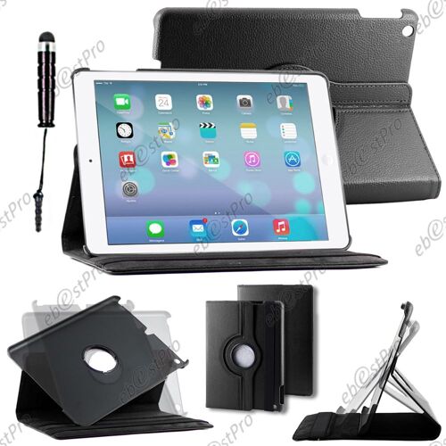 ebestStar ® Housse Coque Etui PU cuir rotatif avec support à rotation 360° pour Apple iPad Air, iPad 5, iPad Air Wi-Fi, 3G, Couleur Noir + Mini Stylet + 1 Film protection d'écran + lingette