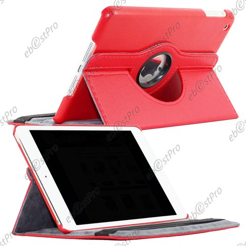 Ebeststar ®  Etui Pu Cuir Coque Housse Rotative 360° Pour Apple Ipad Mini 1 + 1 Verre Trempé, Couleur Rouge