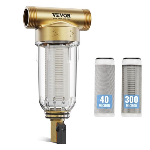 Préfiltre à Eau Rotatif-VEVOR-40 ¿m/300 ¿m-Filtre à Sédiments D'eau de Puits pour Toute la Maison-Débit Élevé 4 T/H