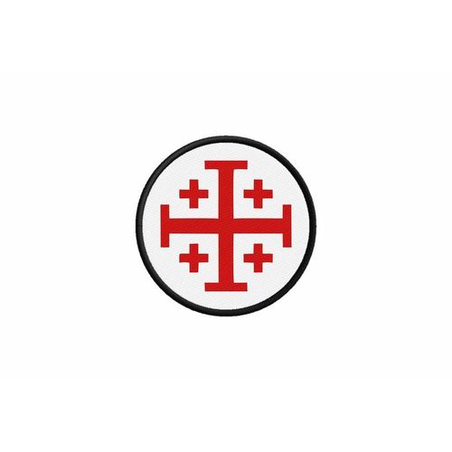 Patch Ecusson Drapeau Croix Jerusalem Templier Blanc Imprime Thermocollant