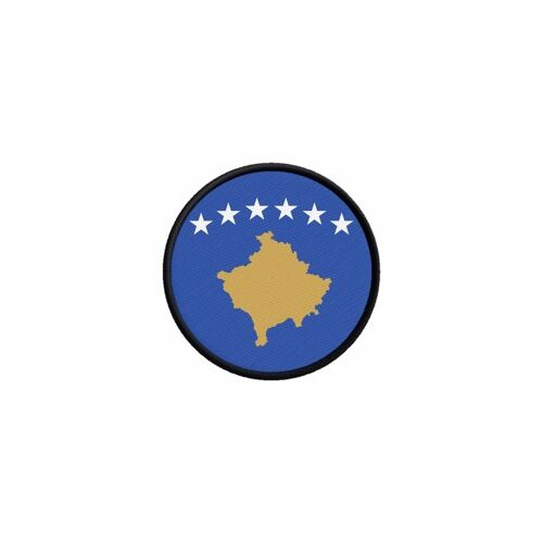 Patch Ecusson Drapeau Kosovo Imprime Thermocollant Rond Cocarde