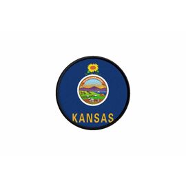 Patch Ecusson Drapeau Usa Americain Etats Unis Kansas Imprime Rond Cocarde