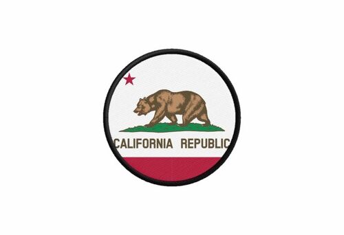 Patch Ecusson Drapeau Usa Americain Etats Unis Californie Imprime Rond Cocarde