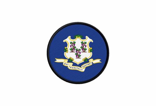 Patch Ecusson Drapeau Usa Americain Etats Unis Connecticut Imprime Rond Cocarde